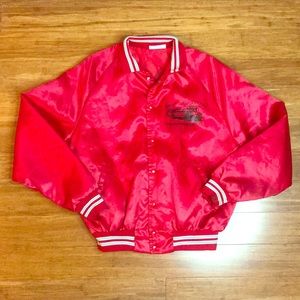 Vintage red satin baseball jacket